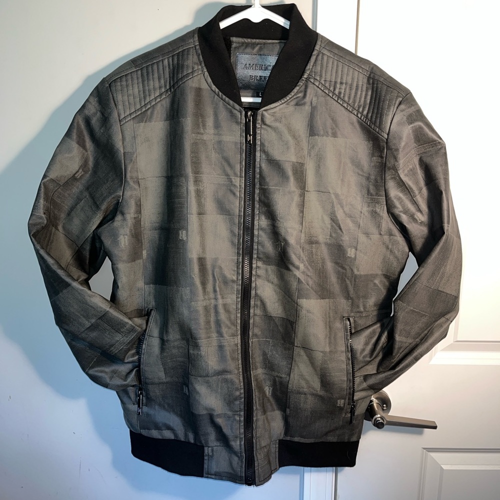 American Eagle Outfitters Black and Gray Bomber Jacket
